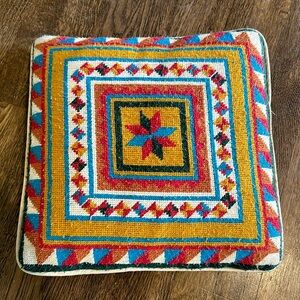 Vintage Embroidered Decorative Pillow 13x13”